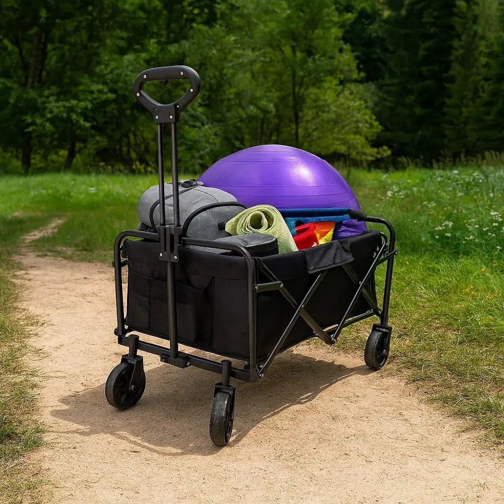Carro Camping Plegable Negro con 4 Rueda