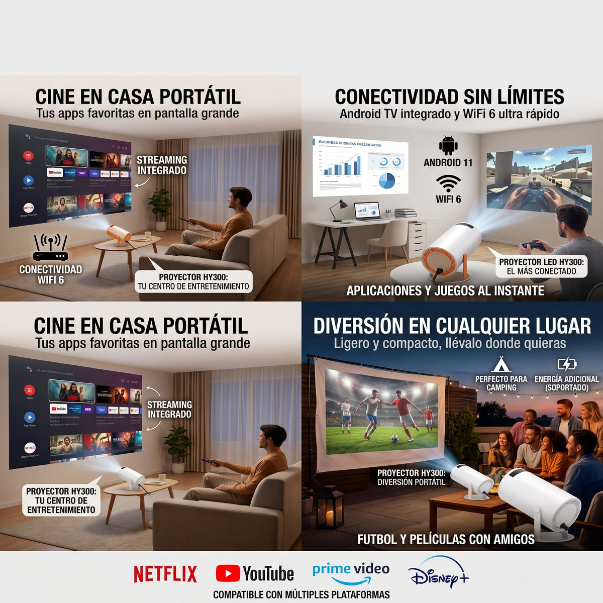 Proyector Led HY300 Android TV