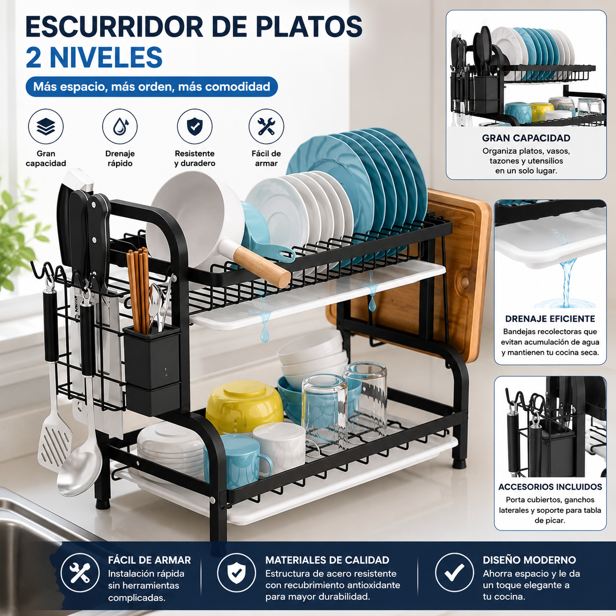 Secador Escurridor Loza 2 Niveles