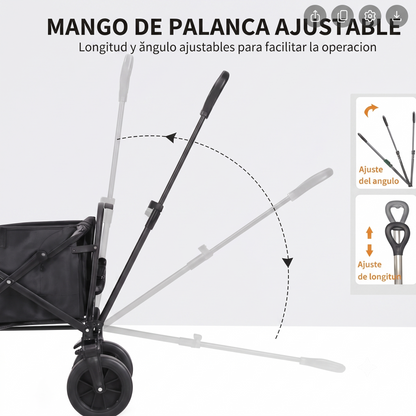 Carro Camping Plegable Negro con 4 Rueda