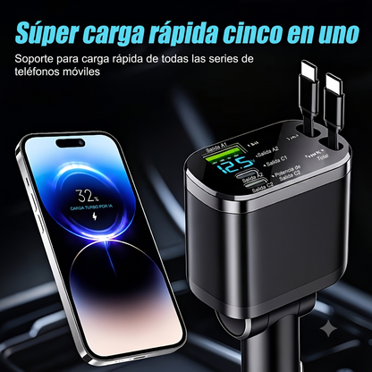 J - CARGADOR DE AUTO 4 EN 1 - 120W